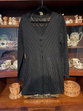 Black V-Neck Button-Front Knit Dress